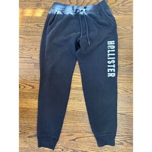 Hollister Calif Women M Spellout Y2K Jogger Black Sweatpants Logo Drawstring